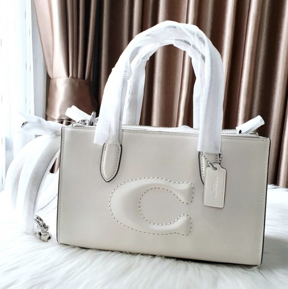 NWT Coach CR097 Debossed C Nina Small Tote Stachel Crossbody Chalk Handbag - Picture 1 of 5
